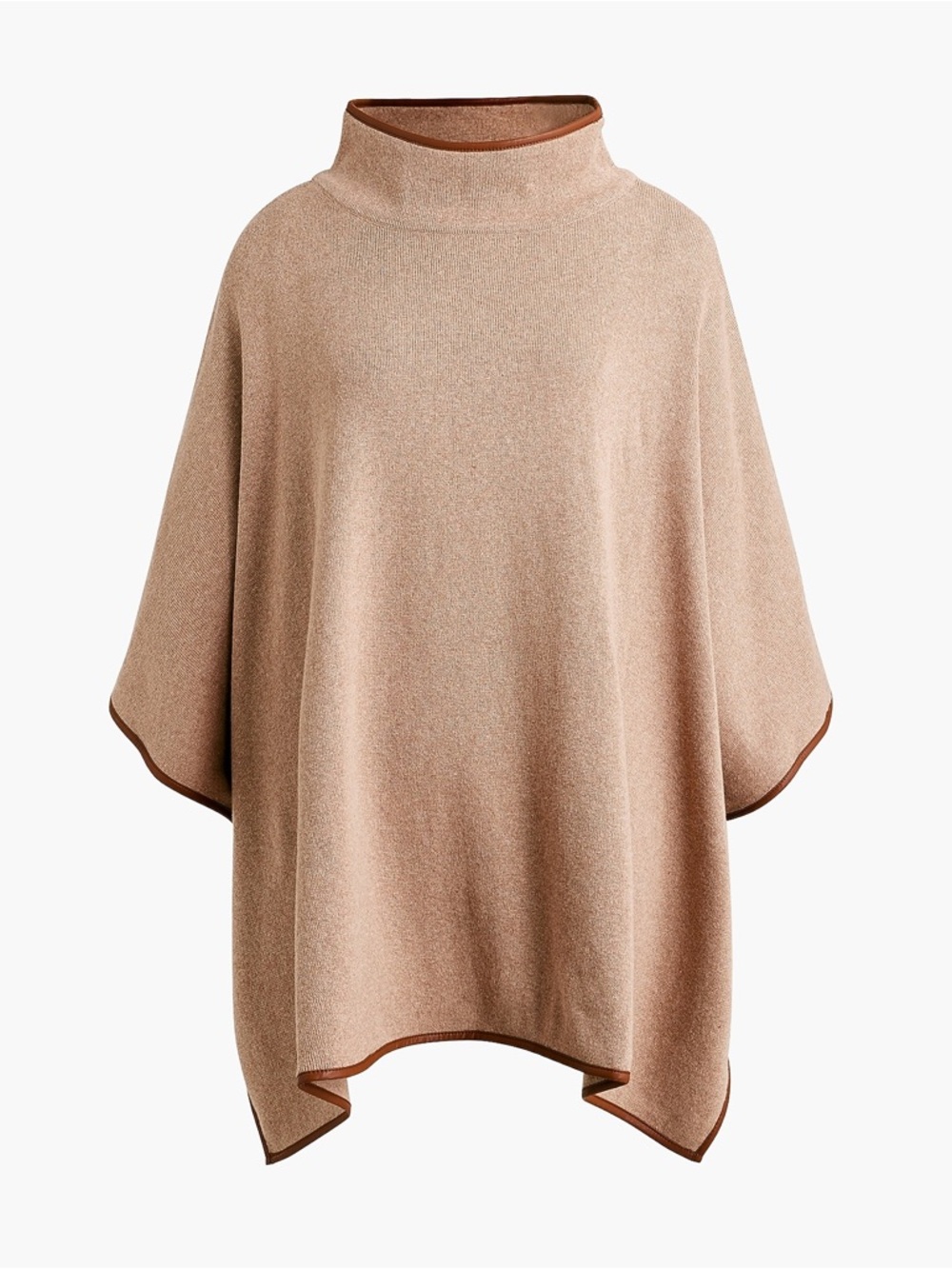 J. Crew Factory Cozy Faux leather-trimmed poncho Boho Chic Women’s One Size NWOT